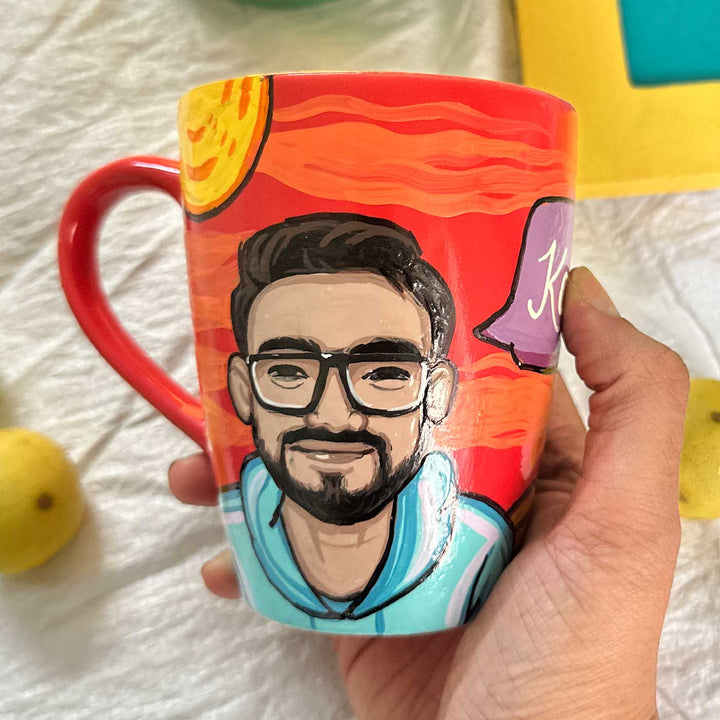 Photo Personalized Hand-Painted Pop Art Illustrated Caricature Mug | 300 ML