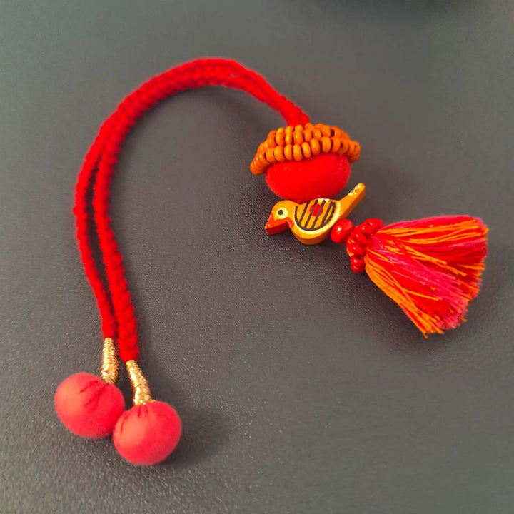 Handmade Beaded Multicolour Bird Bhaiya Bhabhi Rakhi With Roli Chawal | Set Of 2