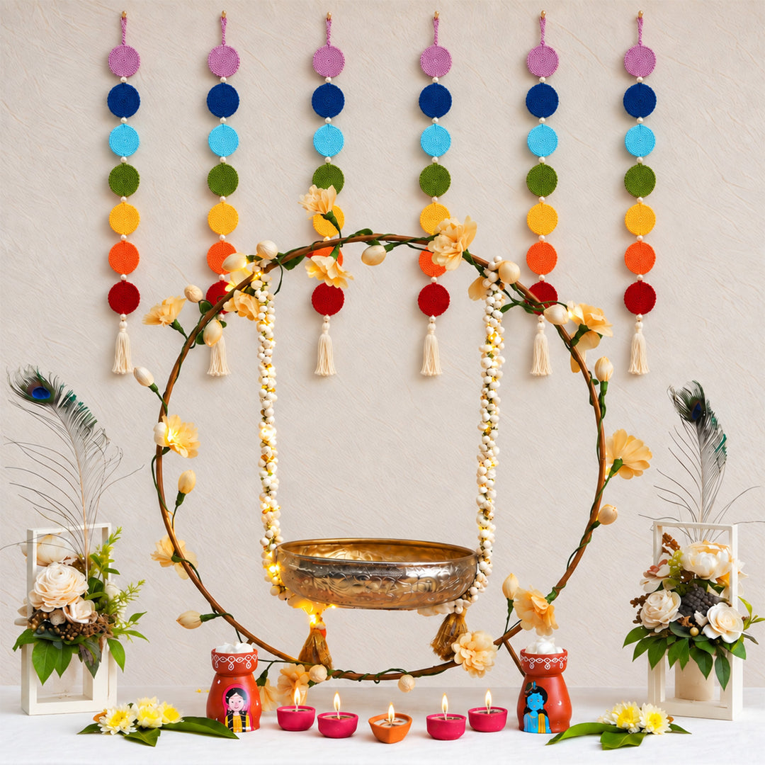 Handmade Multicolor Seven Chakra Crochet Hanging