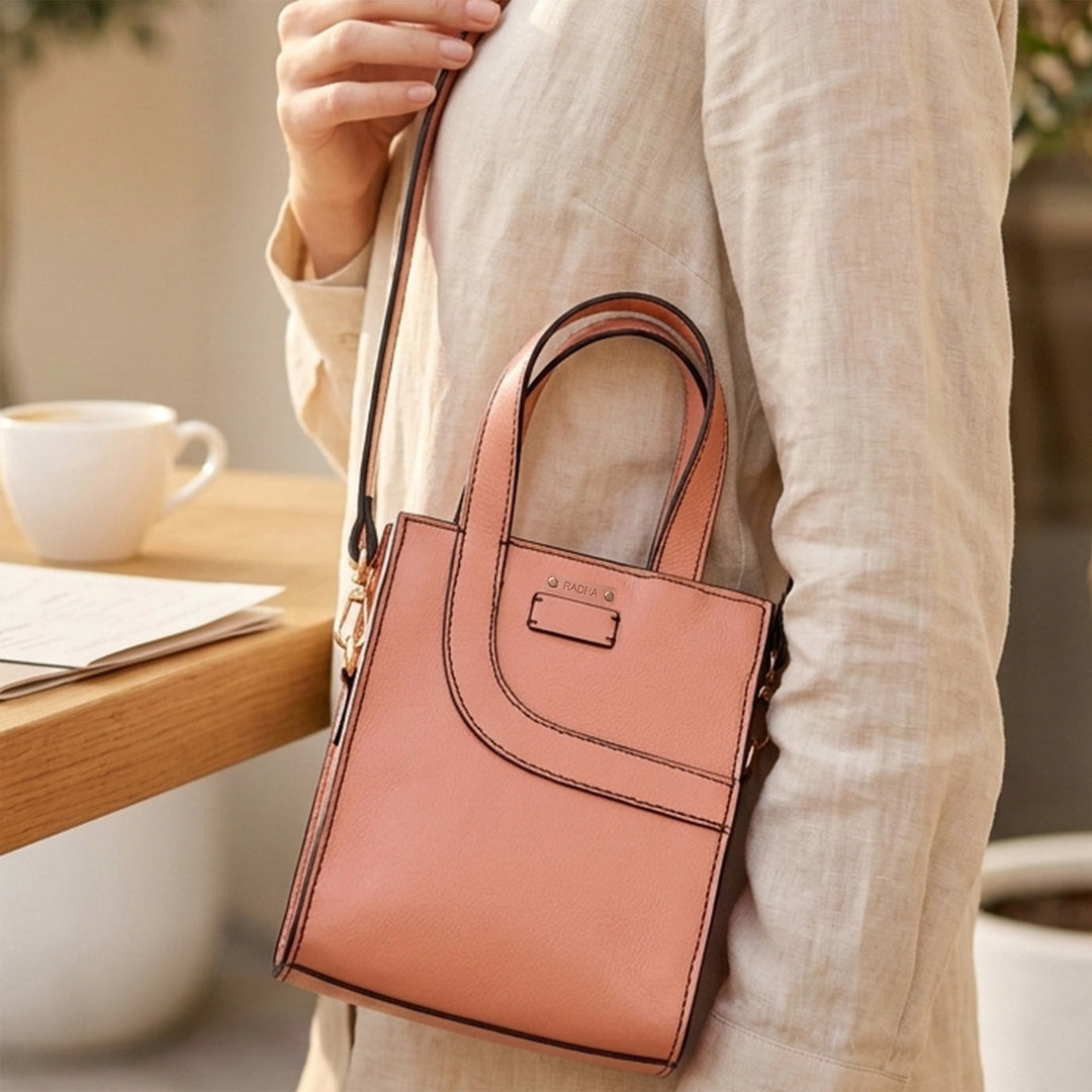 Mini Personalized Pink Monica Leather Handbag With Sling