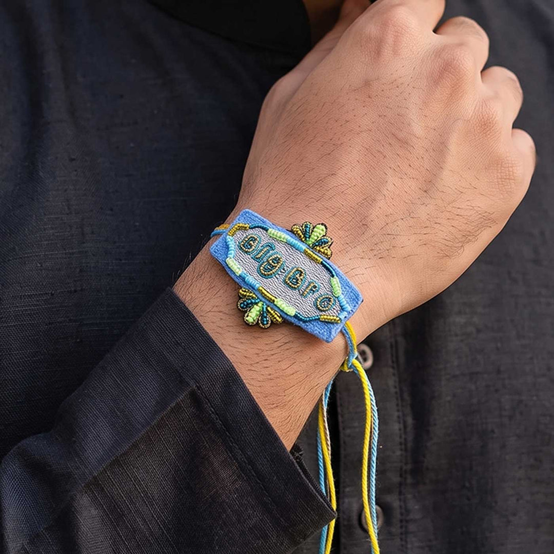 Handmade Beaded "Big Bro" Reusable Rakhi Magnet With Roli Chawal For Brother