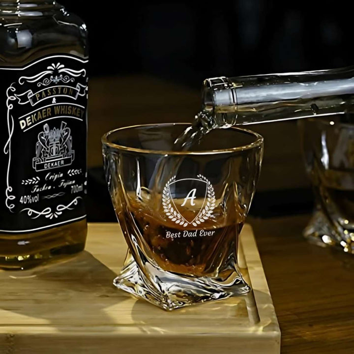 Personalized Engraved Best Dad Ever Theme Whiskey Glass | 310 ml