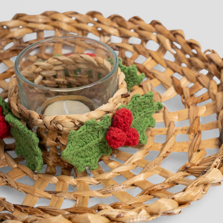 Ecofriendly Banana Holly Berry Candle Wreath