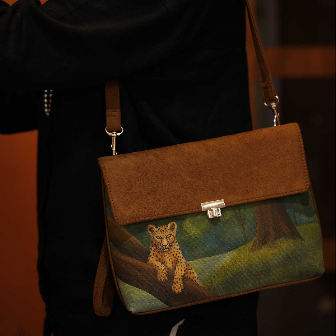 Hand-Painted Free & Fierce Shoulder Bag