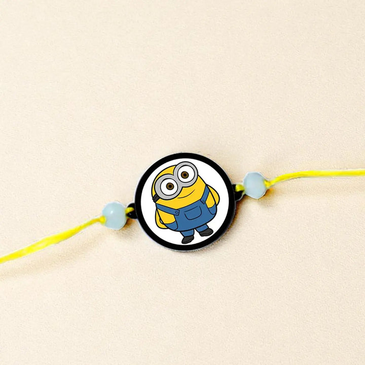 Handmade Minion Theme Kids Rakhi With Roli Chawal