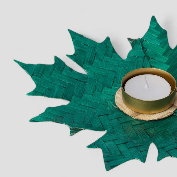 Handmade Bamboo Green Maple Tea Light Holder