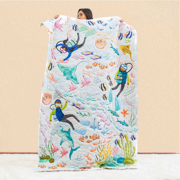 Personalized The Keeper Of Kelp Theme Cotton Quilt For Kids