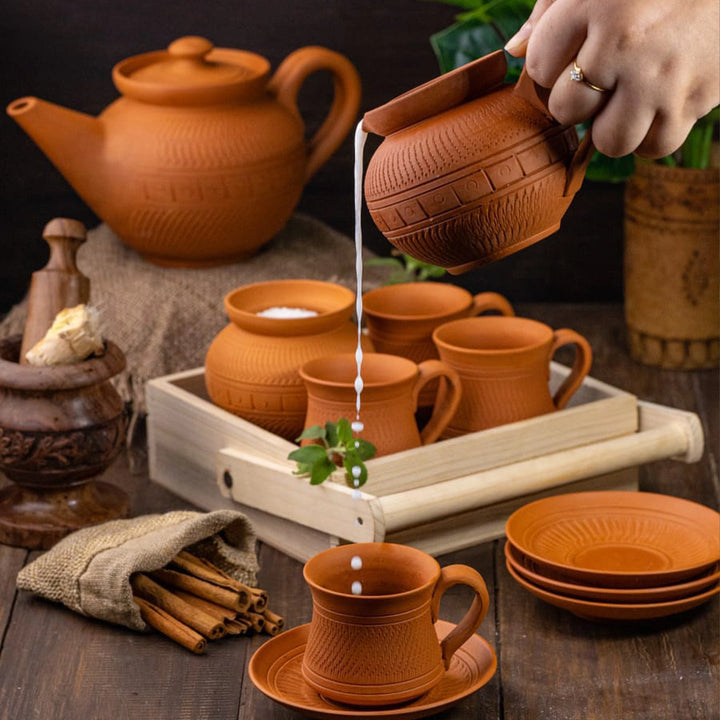 Handmade Maharaja Terracotta Tea Set | Set Of 15