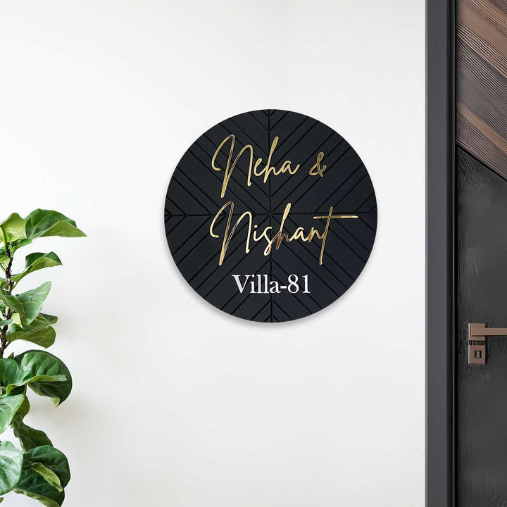 Personalized Handmade Minimal Design Round Wooden Name Plate