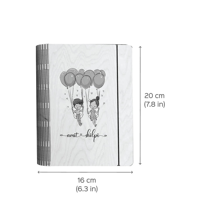 Couples Wooden Personalized Notebook Binder | A5, 50 Blank Pages, 120 GSM