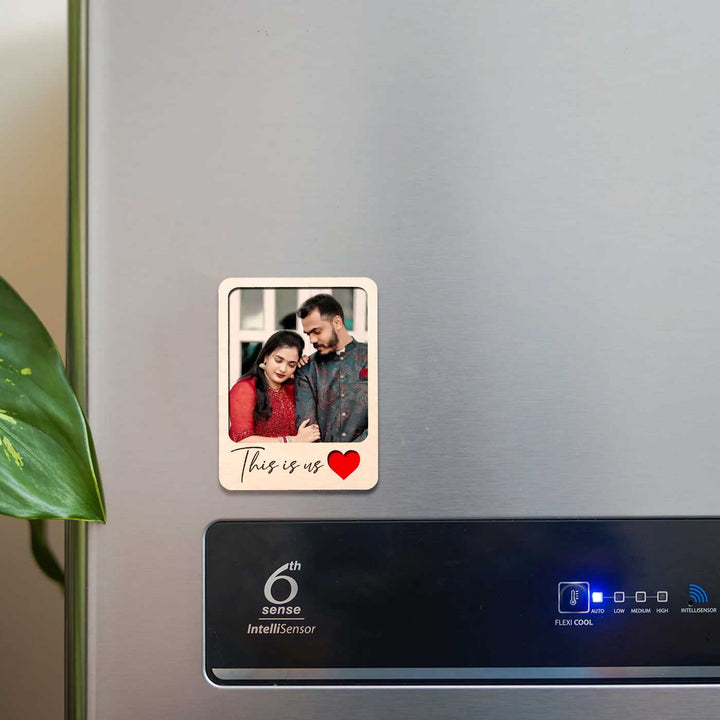 Photo Personalized Printed Love Theme Wooden Fridge Magnet | Set Of 3