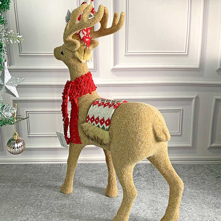 Themed Brown Deer Woolen Decor For Christmas Table Decoration