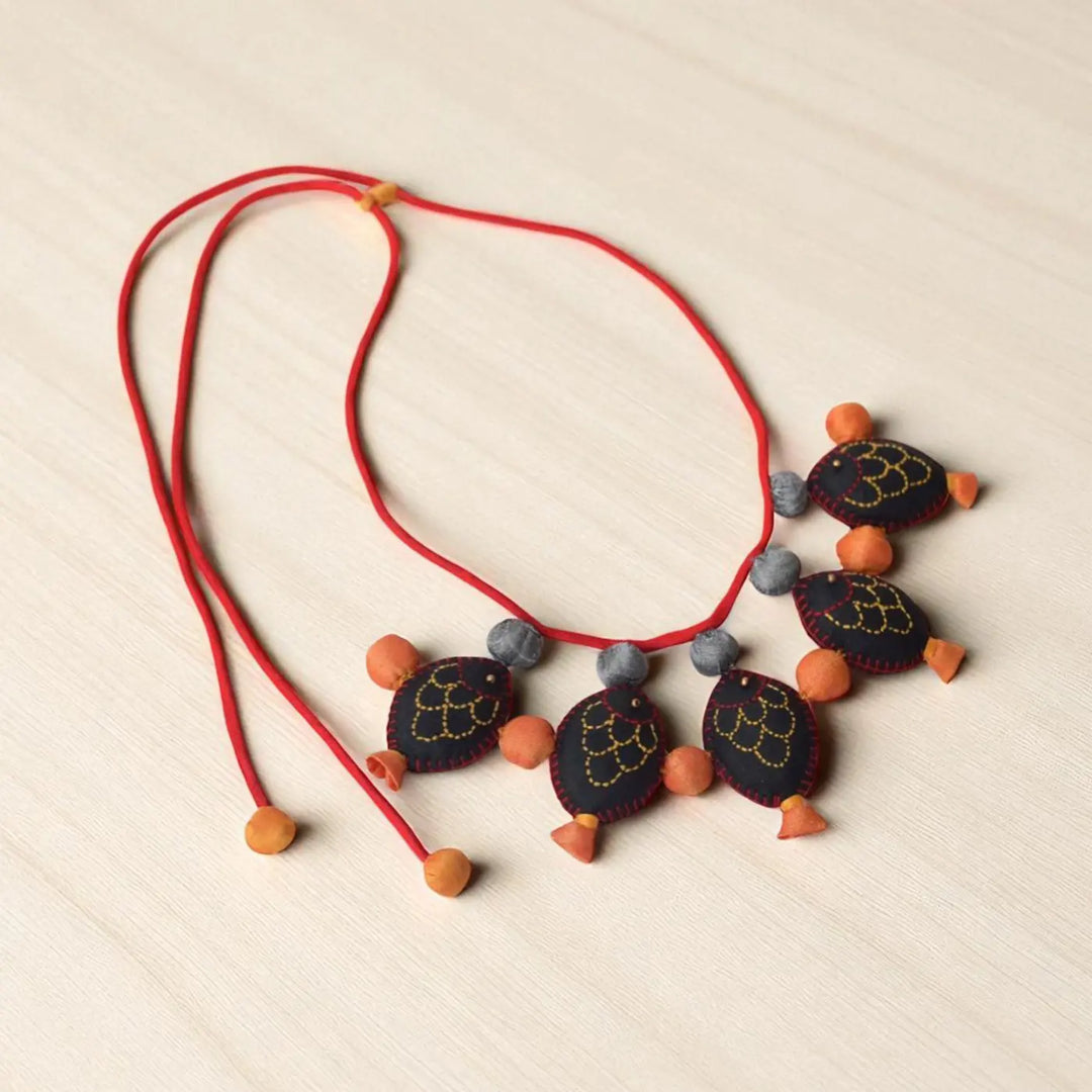 Handmade Textile Art Fish Design Dupion Silk Fabric Necklace