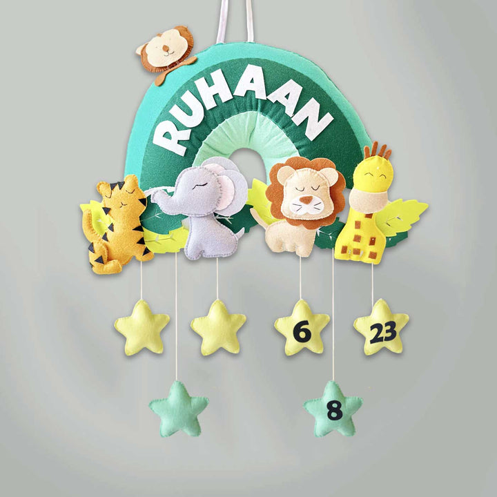 Personalized Felt Animal & Rainbow Theme Kids Nameplate