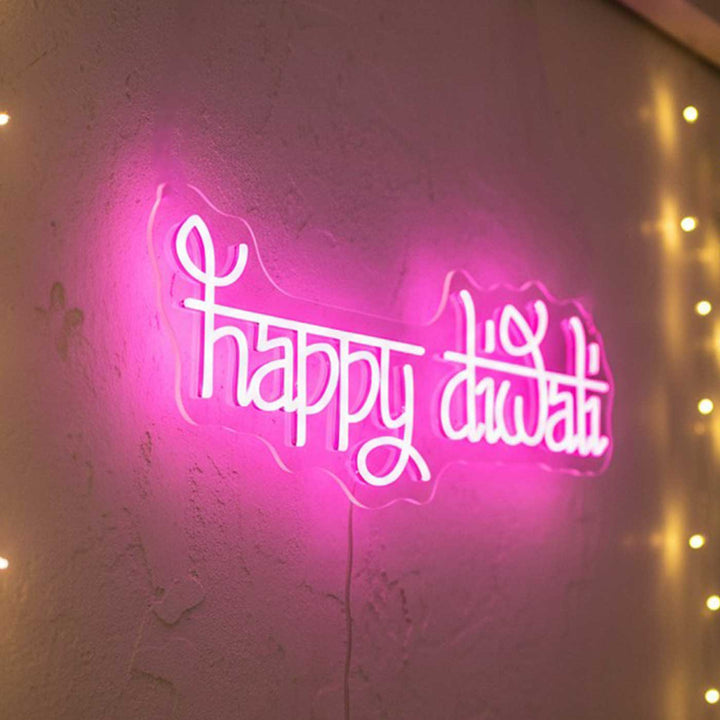 Handmade "Happy Diwali" Neon Light Sign Board for Festive Home Celebration Decor