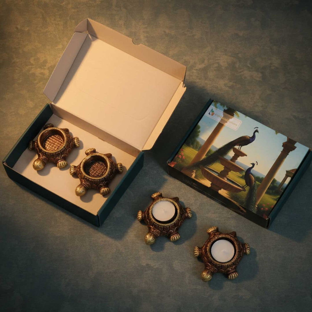 Handmade Tortoise Shape Terracotta Tealight Holder | Set Of 4