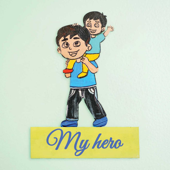 Personalized Dad & Son Theme MDF Wood Fridge Magnet For Fathers