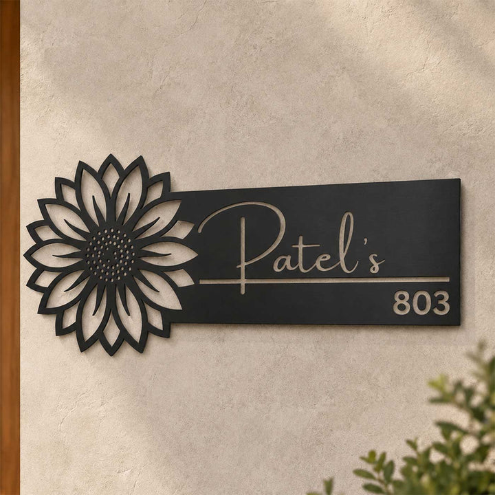 "Luxury Blossom" Personalized Weatherproof Stainless Steel Name Plate With Flower Motif For Home