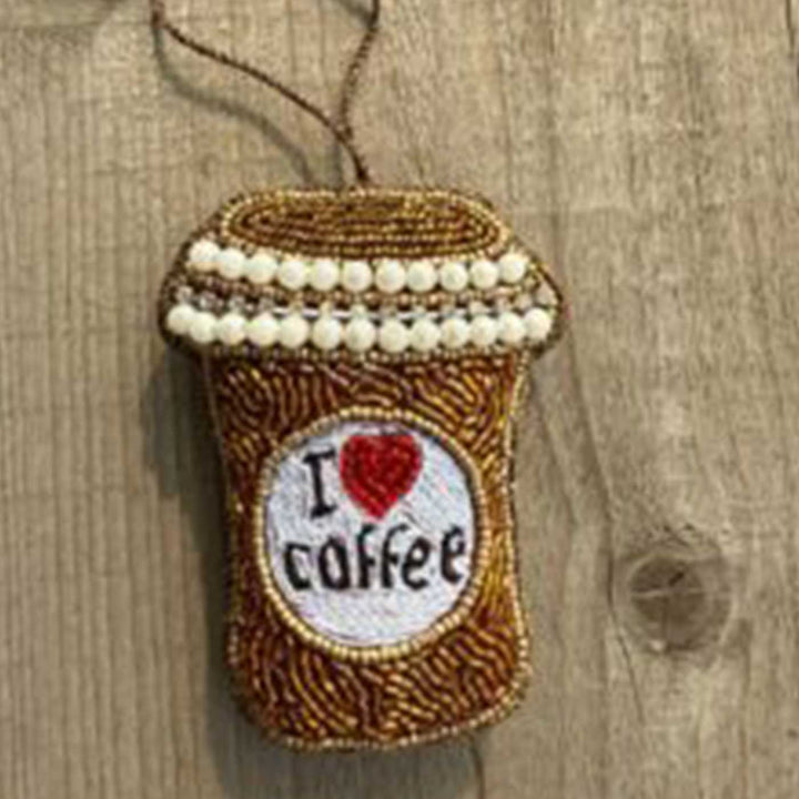Coffee Love Beaded Premium Zardozi Ornament