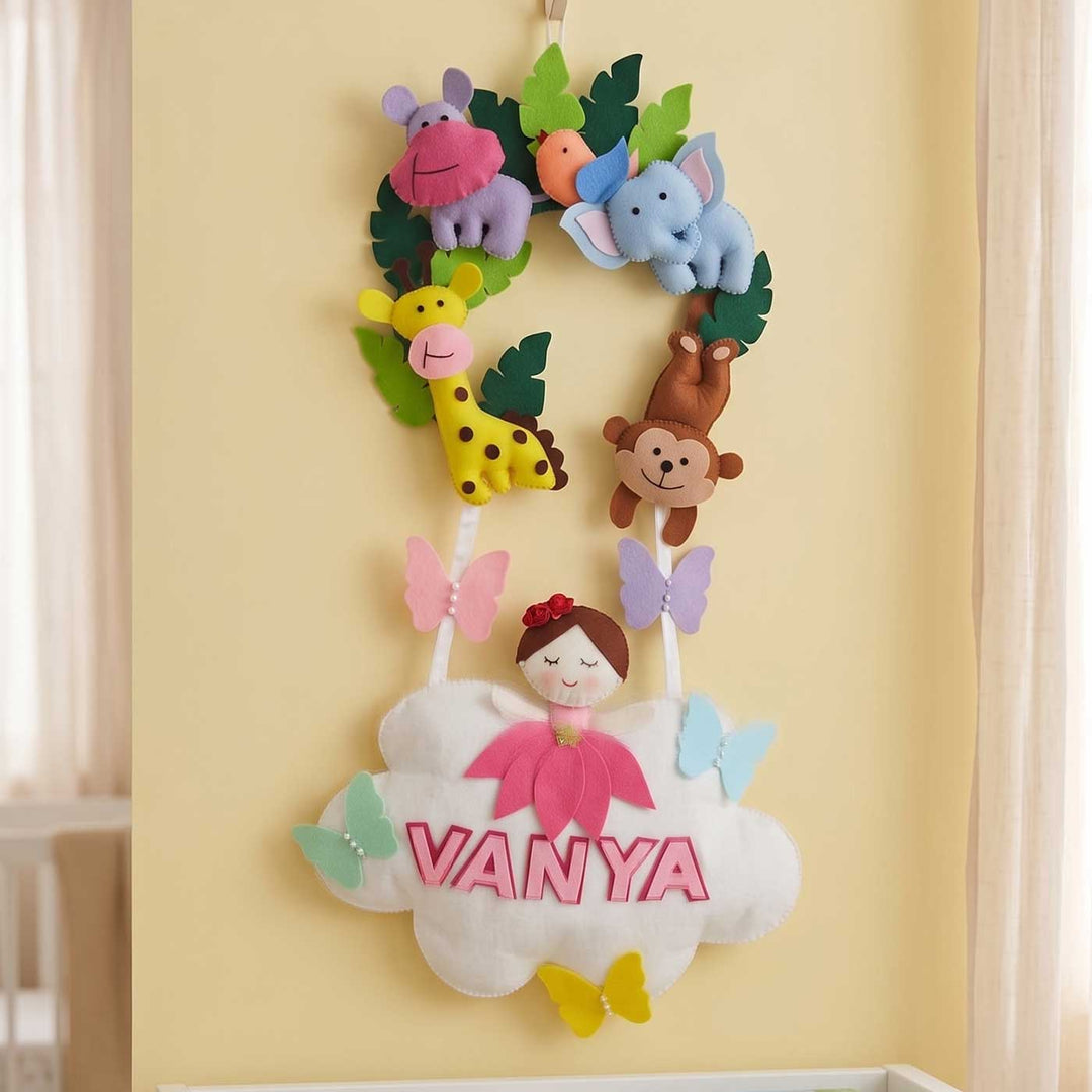 Personalised Jungle & Fairy Felt Hanging
