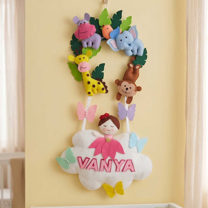 Personalised Jungle & Fairy Felt Hanging