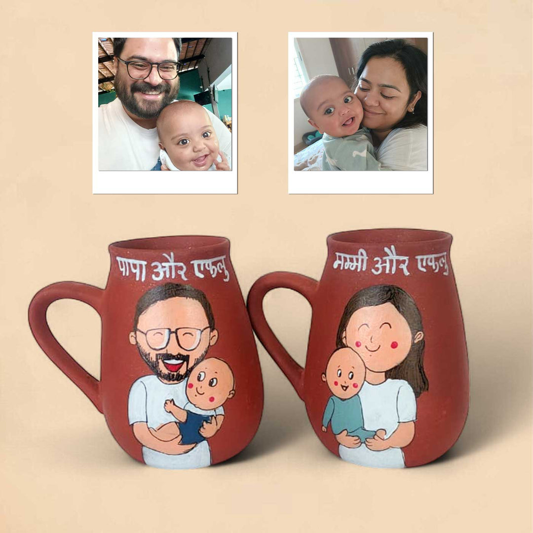 Personalised Terracotta Mugs with Photo Based Caricatures