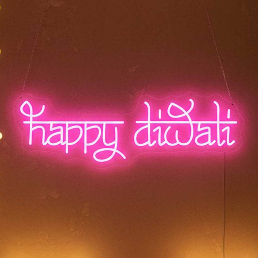 Handmade "Happy Diwali" Neon Light Sign Board for Festive Home Celebration Decor