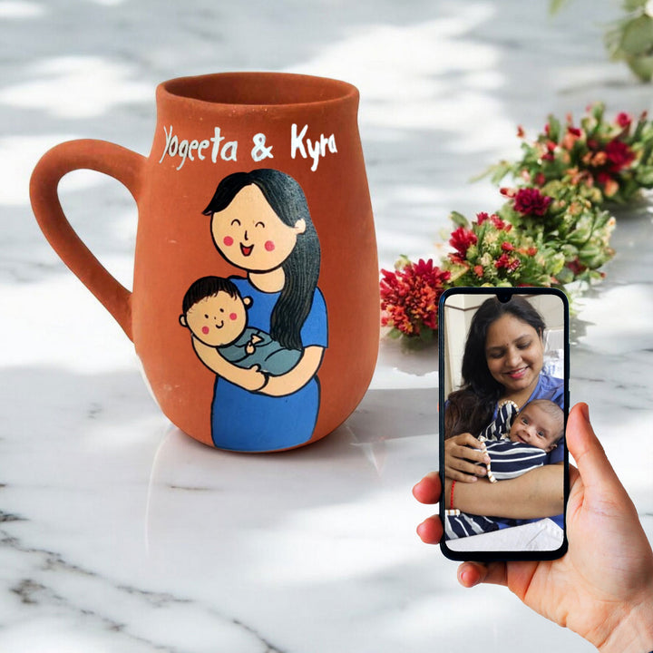 Personalised Terracotta Mugs with Photo Based Caricatures