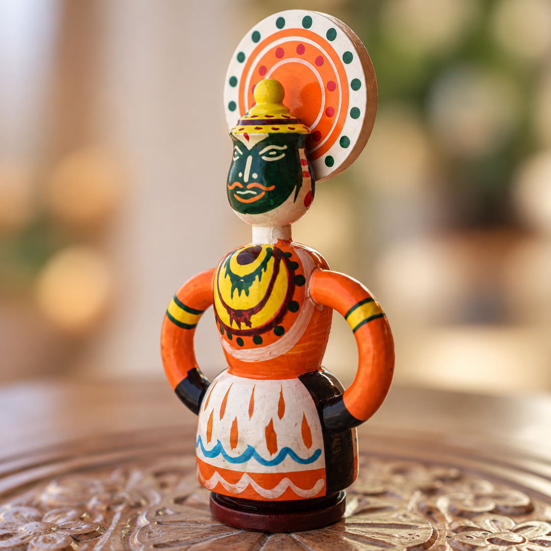 Set of 2 | Handmade Kantara Wooden Golu Doll Toys For Festive Decor