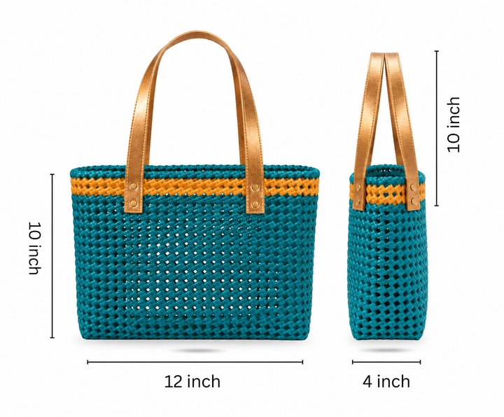 "Emerald" Green & Gold Handmade Wire Koodai Tote Bag With Cute Elephant Zardosi Charm