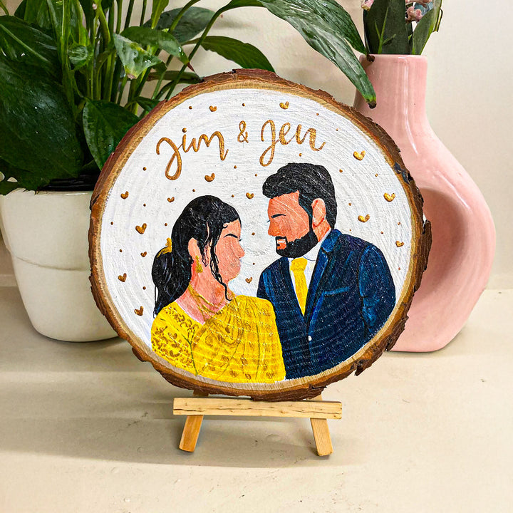 Photo Personalized Hand-Painted Golden Hearts Theme Wooden Decorative Plaque