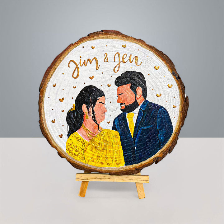 Photo Personalized Hand-Painted Golden Hearts Theme Wooden Decorative Plaque