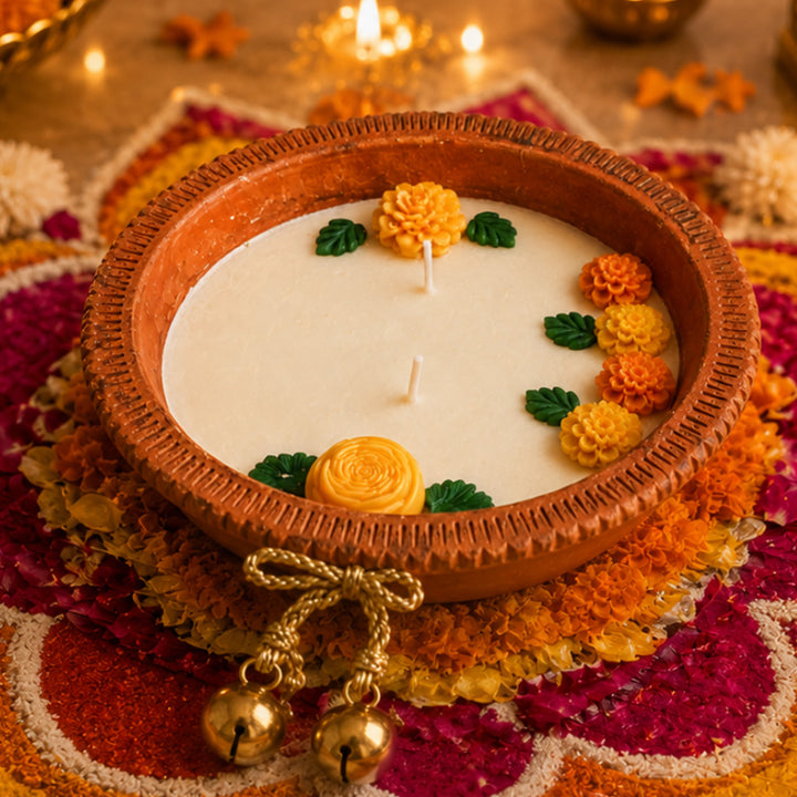 Earth Ember Handcrafted Terracotta Scented Candle With Earthy Fragrance For Festive Decor