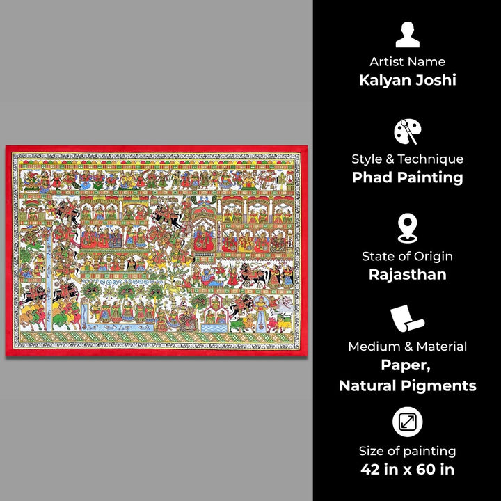 42 X 60 Inch | Marriage of Pabuji Paper Phad Painting
