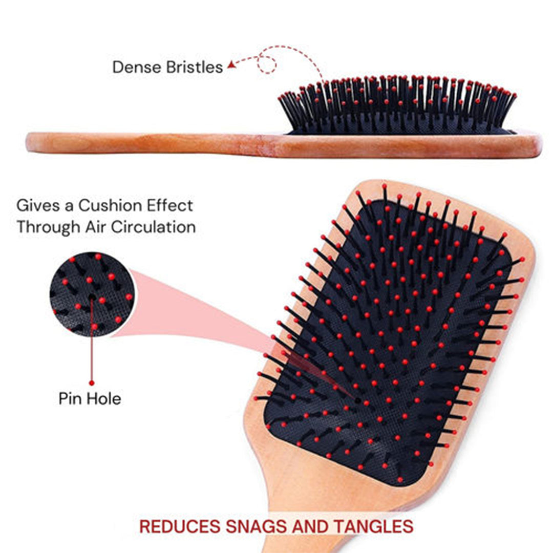 Personalized Leafy Paddle Bamboo Wooden Hair Brush