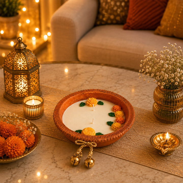 Earth Ember Handcrafted Terracotta Scented Candle With Earthy Fragrance For Festive Decor