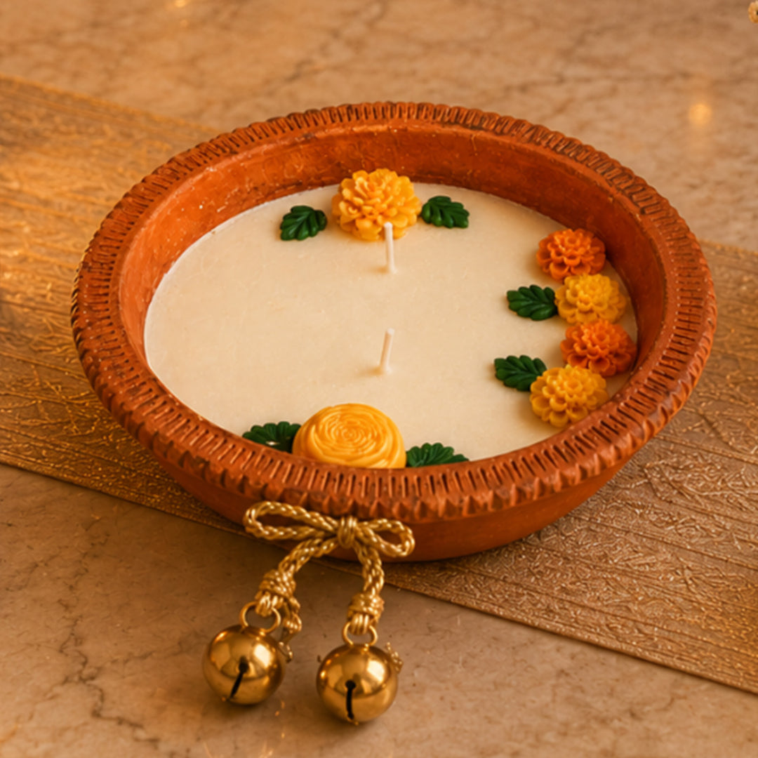 Earth Ember Handcrafted Terracotta Scented Candle With Earthy Fragrance For Festive Decor