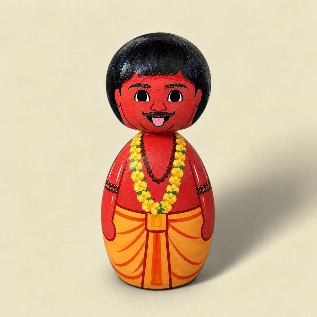 "Chota Pandit" Themed Wooden Doll For Golu/Festive Decor