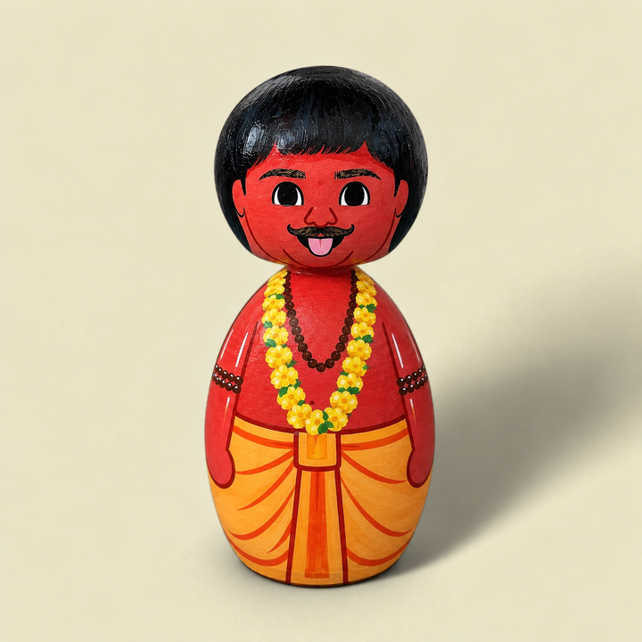 "Chota Pandit" Themed Wooden Doll For Golu/Festive Decor