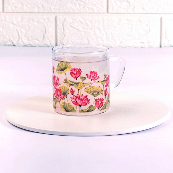 Borosilicate Glass Tea Cups with Delicate Prints I 190 ML