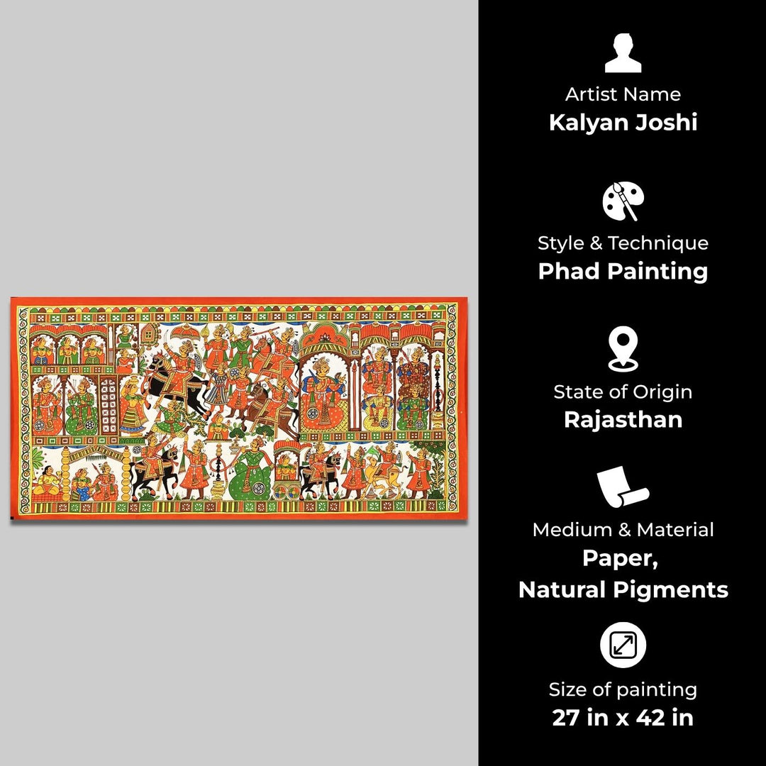 27 X 42 Inch | Story of Pabuji Paper Phad Painting