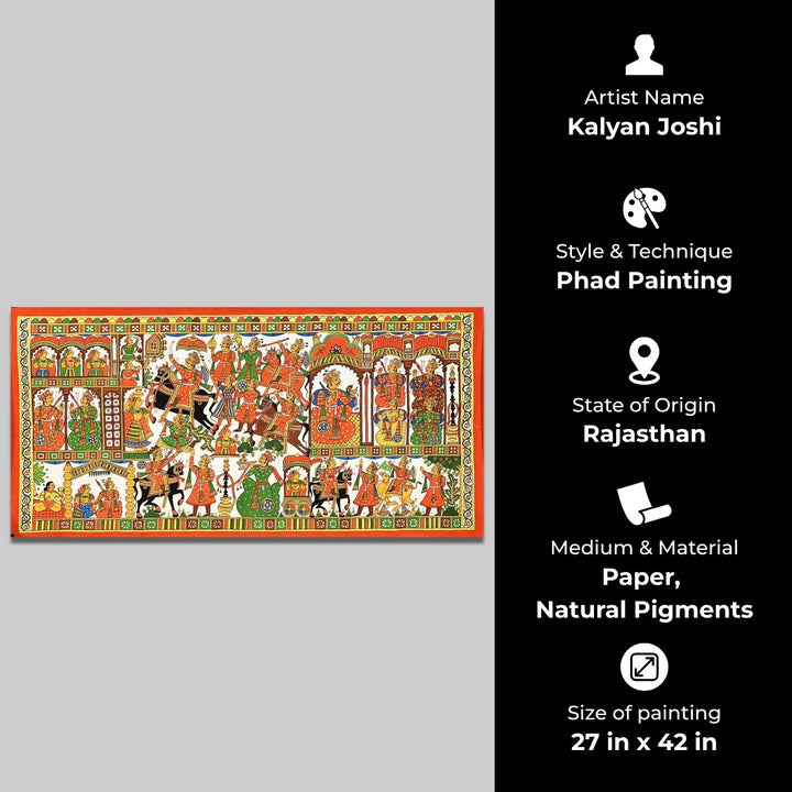 27 X 42 Inch | Story of Pabuji Paper Phad Painting