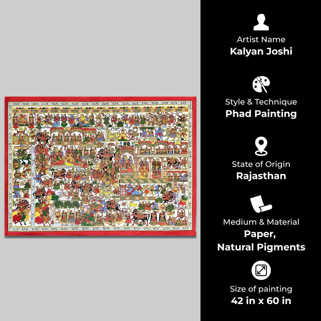 42 X 60 Inch | Story of Pabuji Paper Phad Painting