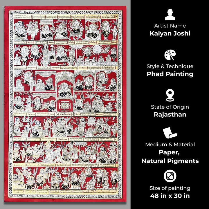 48 X 30 Inch | Shree Ganesh Chalisa Paper Phad Painting
