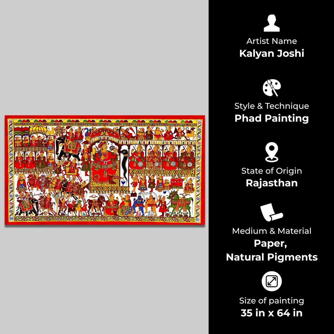 35 X 64 Inch | Story of Devnarayan ji Paper Phad Painting