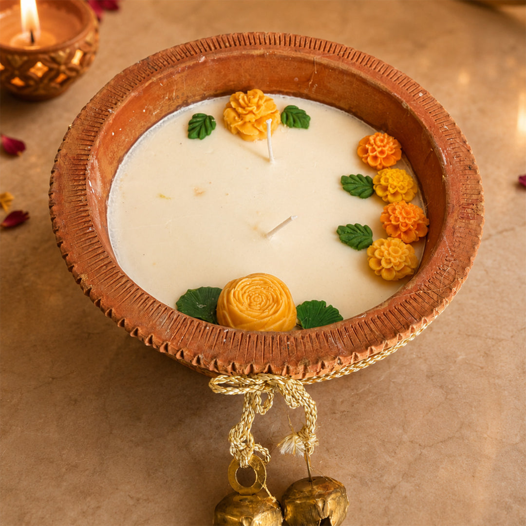 Earth Ember Handcrafted Terracotta Scented Candle With Earthy Fragrance For Festive Decor