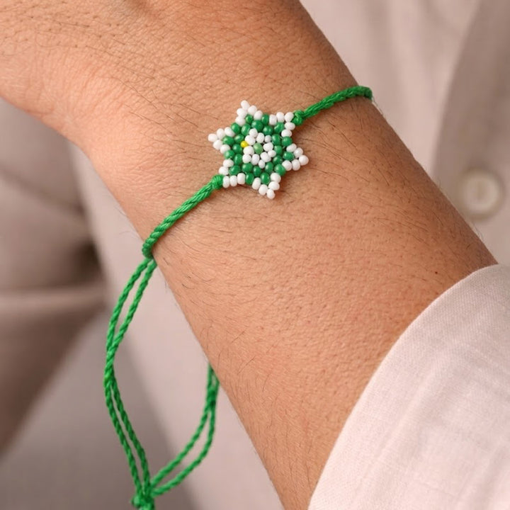 Handcrafted Glass Beads Phool Rakhi With Roli Chawal