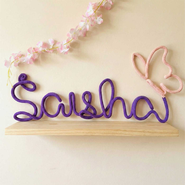 Personalized Knitted Wire Butterfly Theme Kids Name Plate