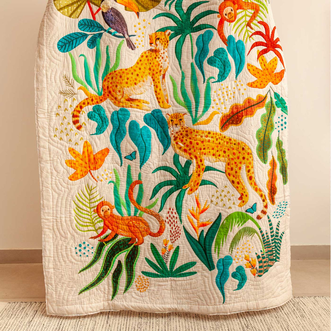 Personalized The Forest Is My Playground Theme Cotton Quilt For Kids