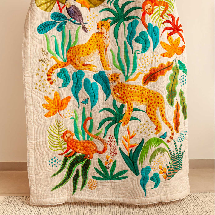 Personalized The Forest Is My Playground Theme Cotton Quilt For Kids